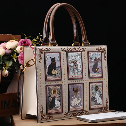 Sac de créateur vintage et de luxe avec broderie délicate impression de chat sac fourre-tout populaire et à la mode pour femmes de grande capacité