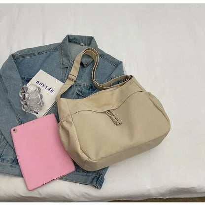 Sac à Bandoulière Hobos en Nylon pour Femme, Sacoche à Fermeture Éclair, Décontractée, Solide, de Grande Capacité, à la Mode, 2025