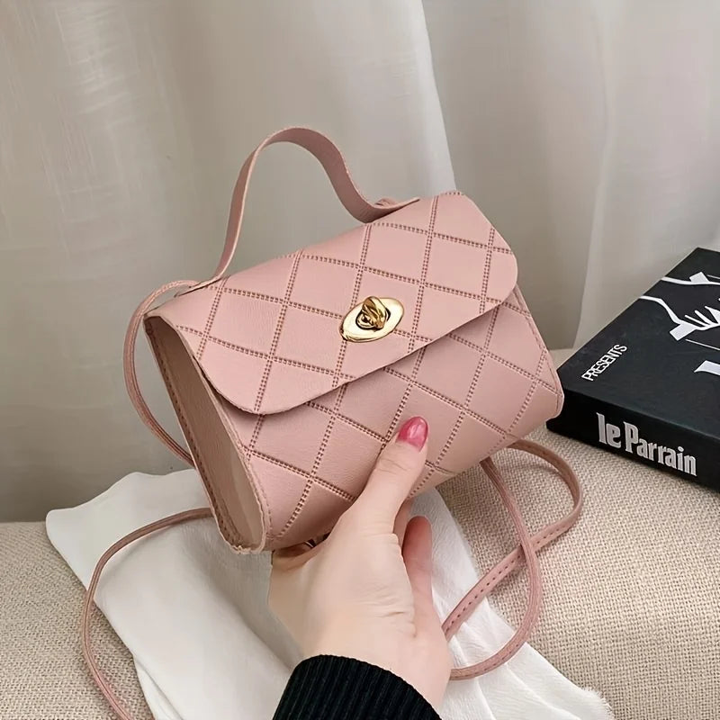 Sac carré matelassé en diamant de Style coréen pour femmes, sac à bandoulière tendance avec poignée supérieure, sac à main sous les bras avec chaîne