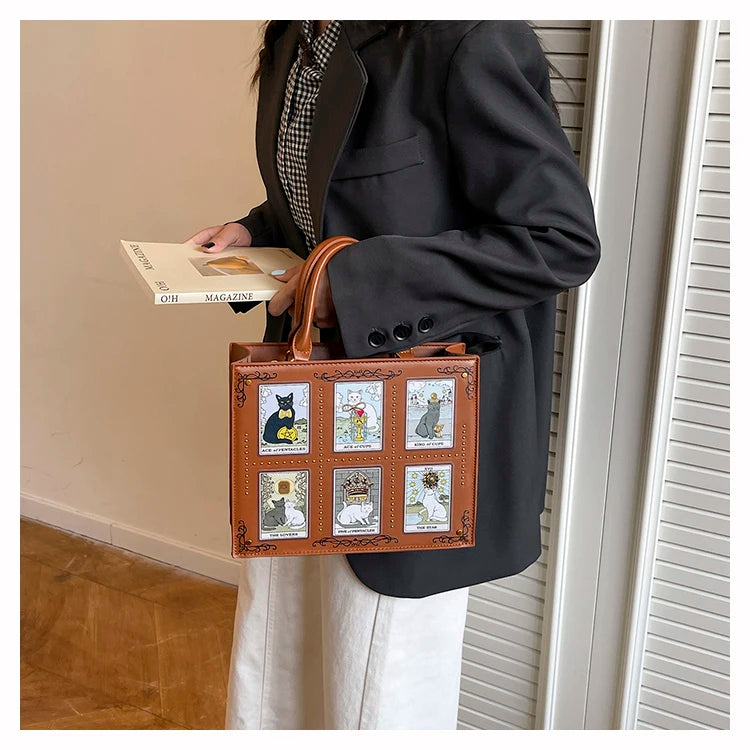 Sacs fourre-tout décontractés de marque pour femme, sacs bandoulière messager pour femme, grands sacs à main féminins, sacs de luxe de créateurs, grands sacs à main à motif chat, sacs à bandoulière