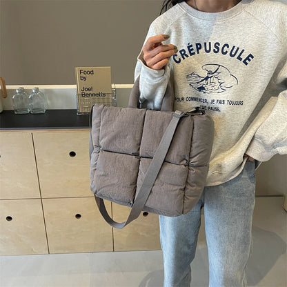 sac de luxe femme sac bandouillère femme MOODS-Sacs à bandoulière carrés pour femmes, sacs à main rembourrés en coton carillon, sac fourre-tout matelassé de grande capacité Lux, printemps, nouveau, 2024