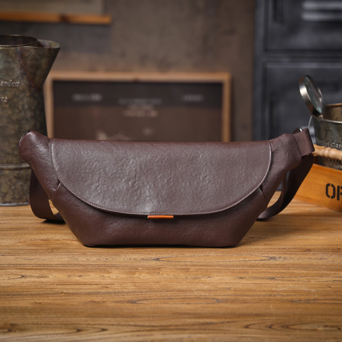 Sac banane cuir homme plat