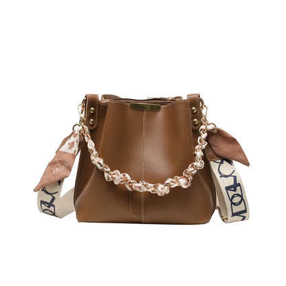 sac de luxe femme sac luxe célèbre marque Sacs à main et bourses pour femmes, en seau, marque, décor écharpe en soie Pure, sangle Large, sac à bandoulière de grande capacité, nouvelle collection, 2022