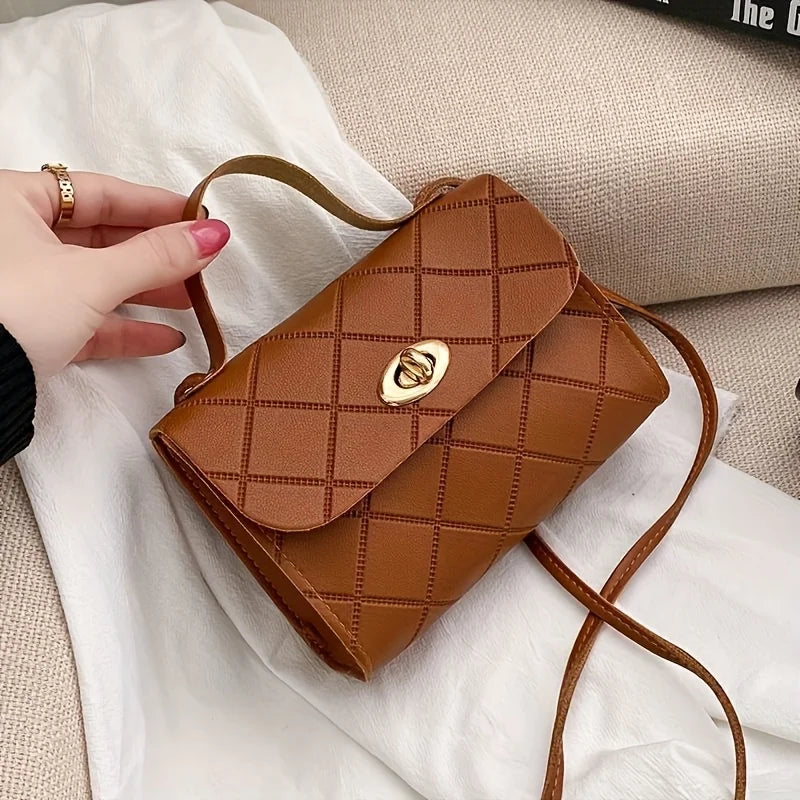 Sac carré matelassé en diamant de Style coréen pour femmes, sac à bandoulière tendance avec poignée supérieure, sac à main sous les bras avec chaîne