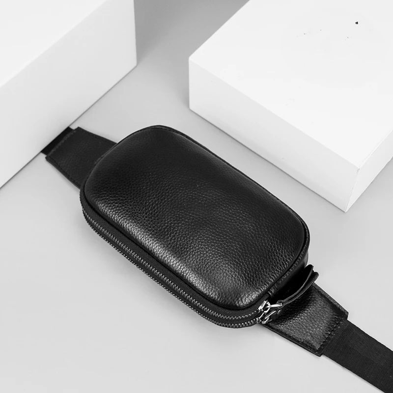 Sac banane en cuir noir