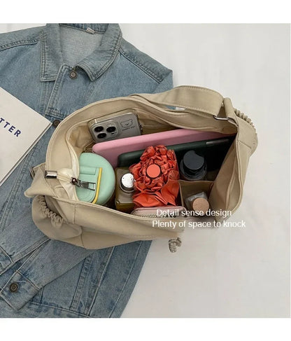 Sac à Bandoulière Hobos en Nylon pour Femme, Sacoche à Fermeture Éclair, Décontractée, Solide, de Grande Capacité, à la Mode, 2025