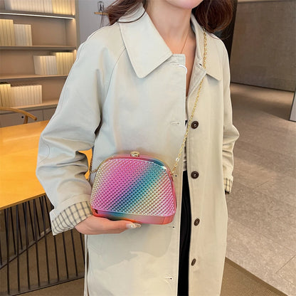 sac de luxe femme marque célèbre sac mariage sac soirée femme MOODS arc-en-ciel couleur luxe sacs de soirée pour les femmes élégantes dîner de mariage acrylique chaîne épaule bandoulière coquille sac 2025