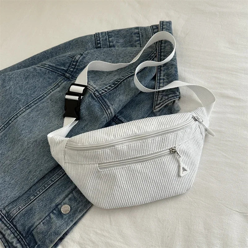 Sac banane femme velours côtelé
