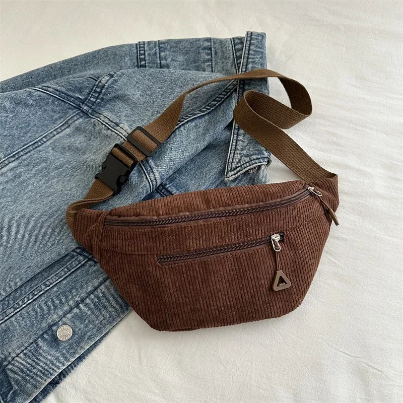 Sac banane femme velours côtelé