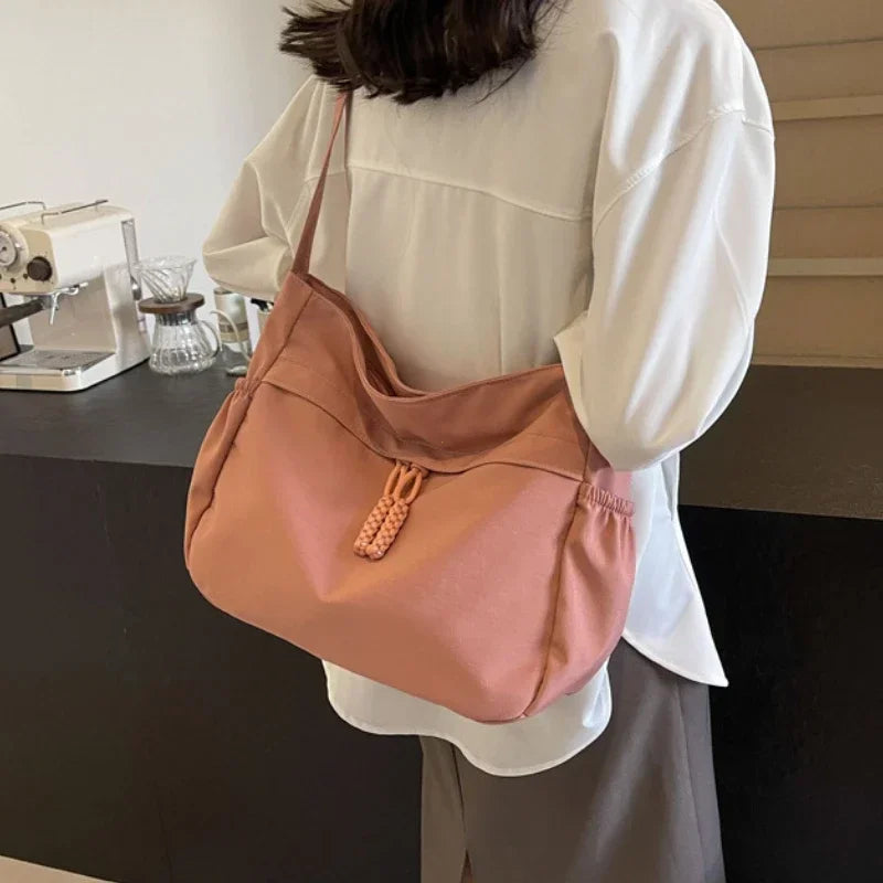 Sac à Bandoulière Hobos en Nylon pour Femme, Sacoche à Fermeture Éclair, Décontractée, Solide, de Grande Capacité, à la Mode, 2025