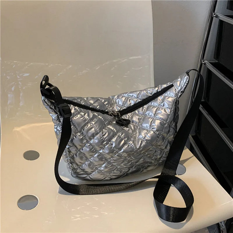 Sac à Main Vintage en Nylon pour Femme, Sous les Bras, Décontracté, Imperméable, Hobo, Matelassé, en Coton
