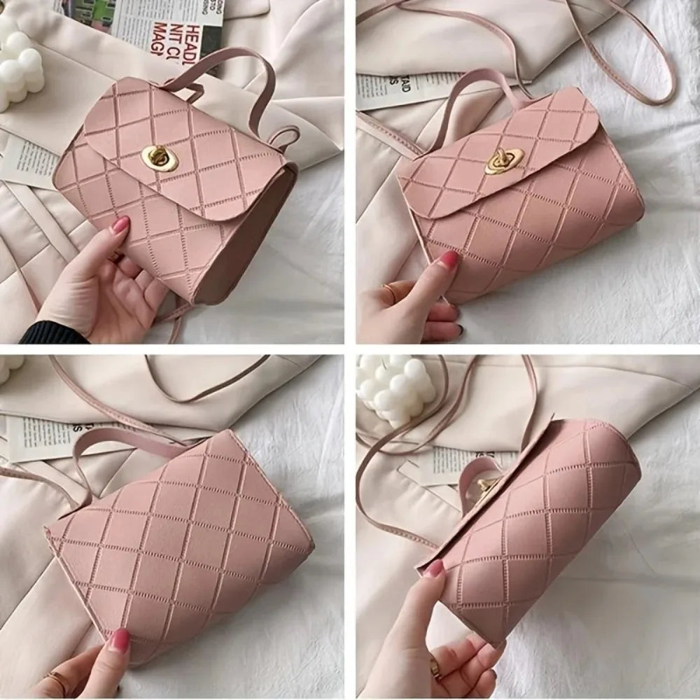 Sac carré matelassé en diamant de Style coréen pour femmes, sac à bandoulière tendance avec poignée supérieure, sac à main sous les bras avec chaîne