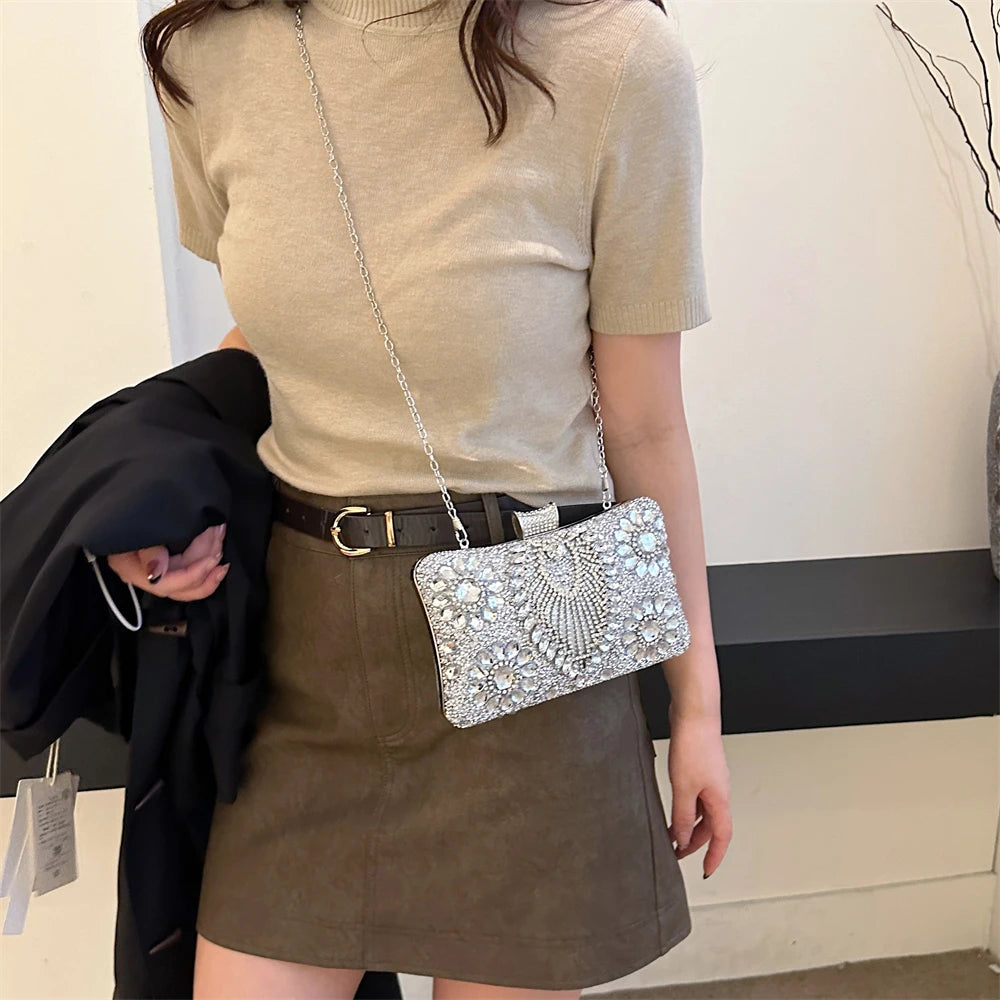 sac de luxe femme pochette soirée femme sac de soirée pour femme Pochettes de soirée en biscuits étincelants pour femmes, sac à bandoulière QueParty Gemstone, sacs à main de créateur, luxe, mariage, Rh, 2024