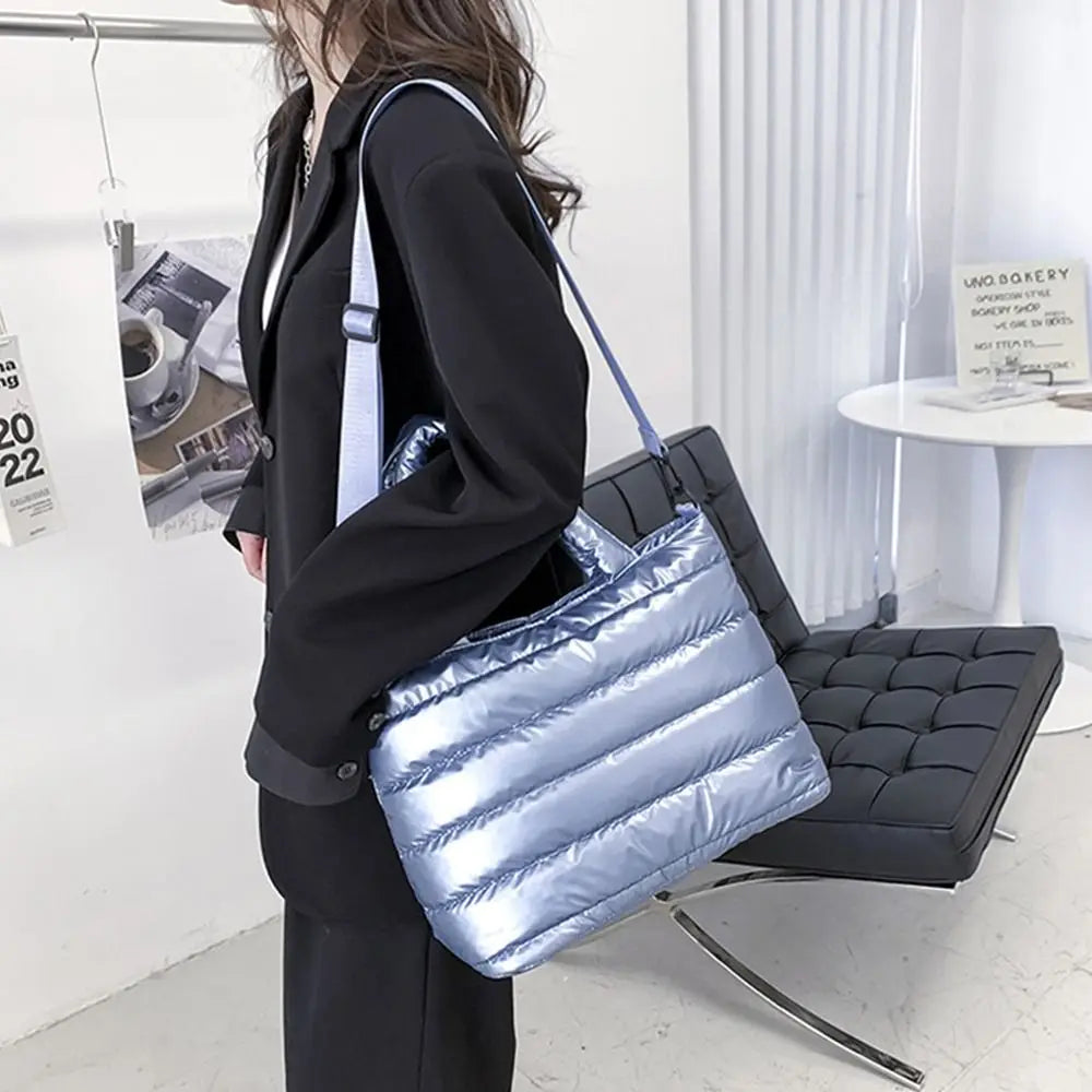 Sac fourre-tout bouffant pour femmes, sac à main bouffant matelassé léger en coton rembourré, sac à bandoulière rembourré en duv