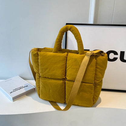 sac de luxe femme sac bandouillère femme MOODS-Sacs à bandoulière carrés pour femmes, sacs à main rembourrés en coton carillon, sac fourre-tout matelassé de grande capacité Lux, printemps, nouveau, 2024