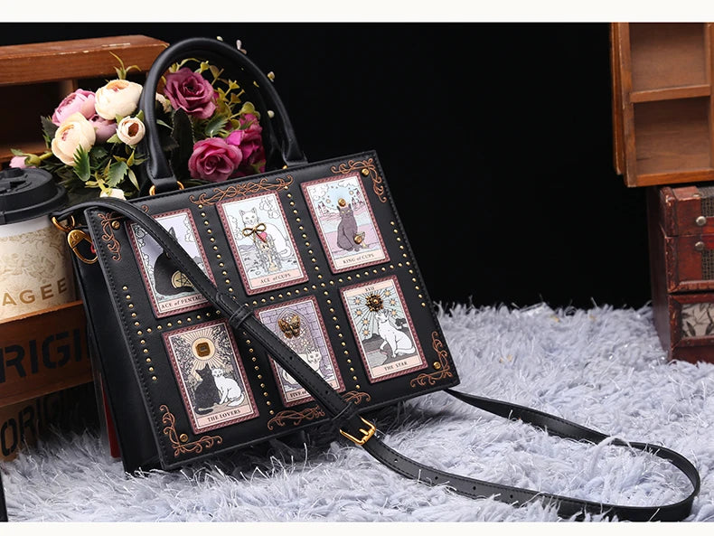Sac de créateur vintage et de luxe avec broderie délicate impression de chat sac fourre-tout populaire et à la mode pour femmes de grande capacité
