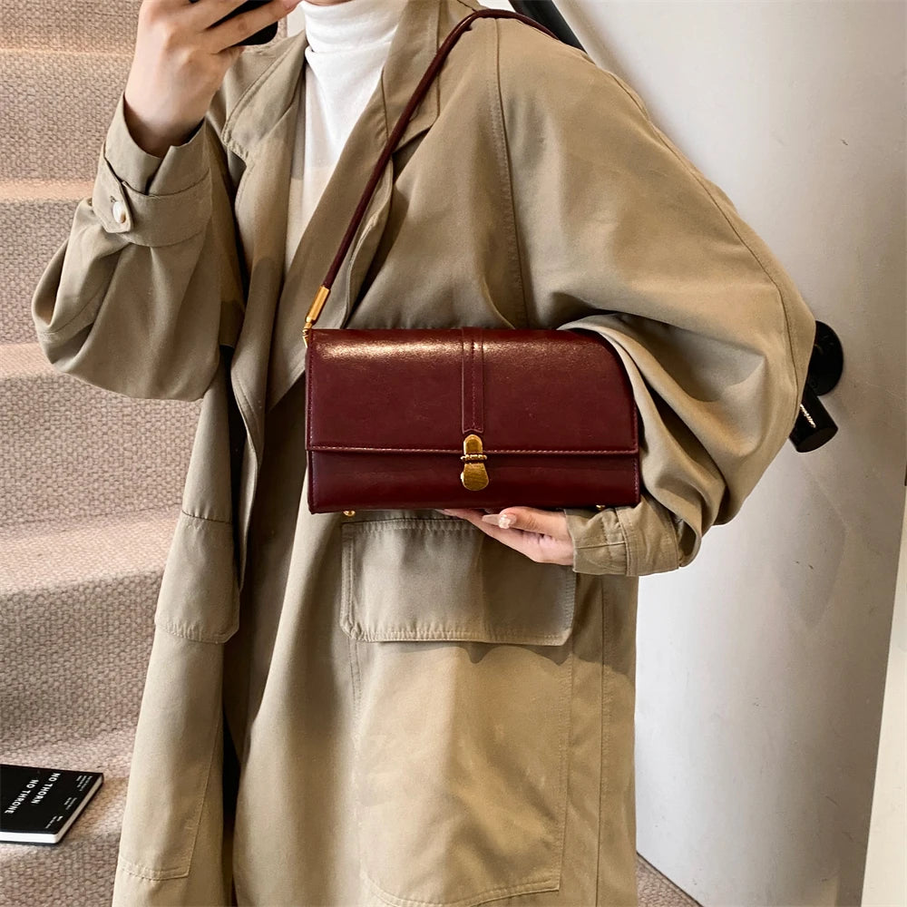 MOODS rétro rabat bandoulière sacs de messager pour femmes en cuir PU couleur Pure petit sac à bandoulière carré sac à main de créateur de luxe 2025