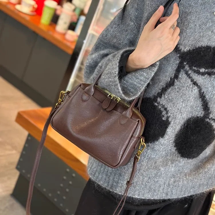Sacs à main en cuir de vache naturel pour femmes, sac à bandoulière de bonne qualité, mode rétro de luxe de styliste en cuir de vache