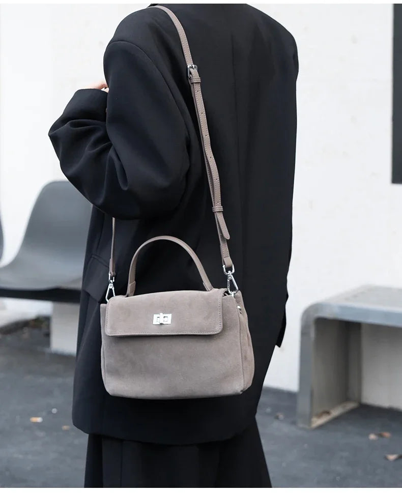 Nouveau sac bandoulière de luxe en cuir véritable et daim naturel pour femme, collection automne-hiver 2026 – Sac messager de créateur pour le quotidien