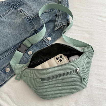 Sac banane femme velours côtelé