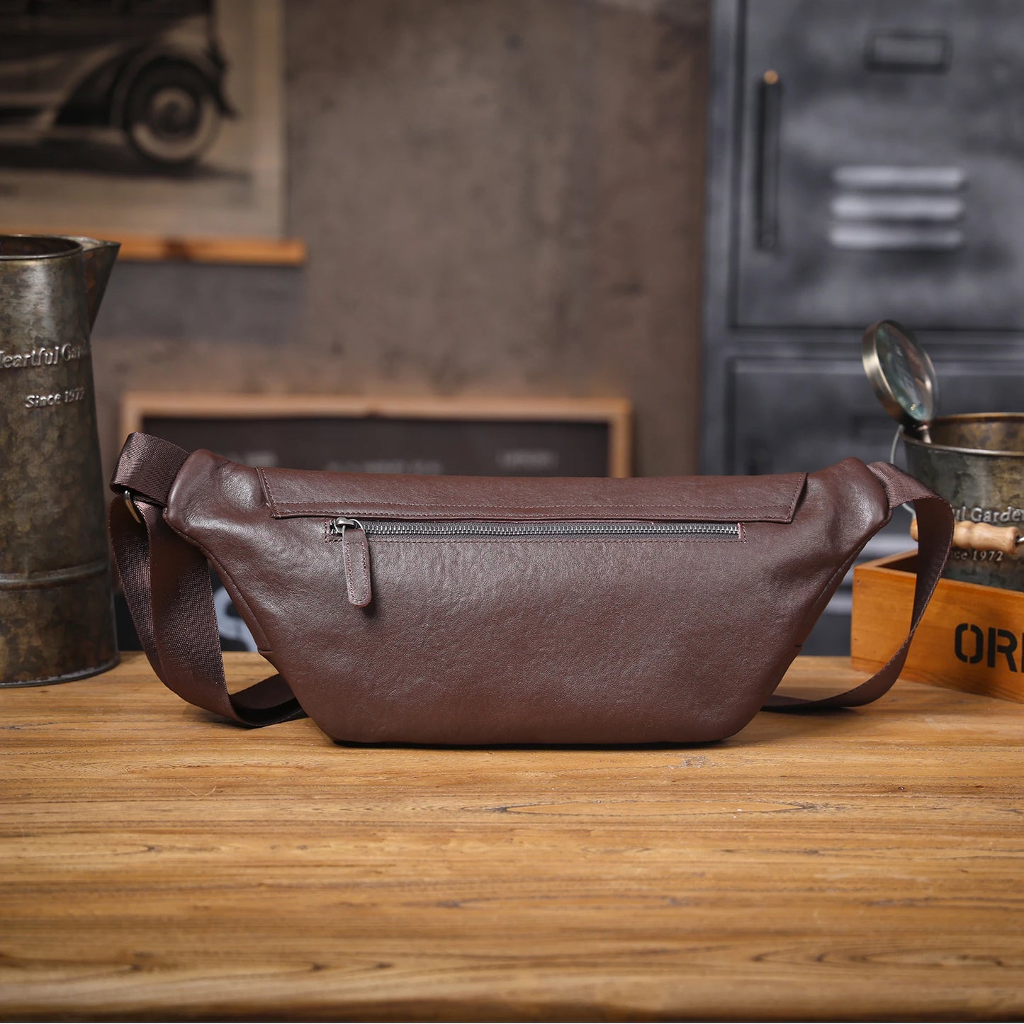 Sac banane cuir homme plat
