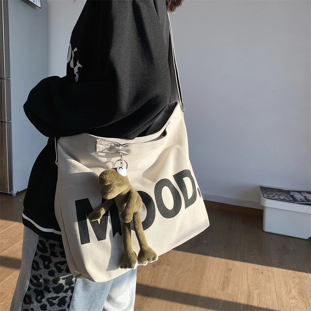 sac a main femme sac de cours grand sac à main femme sac bandouillere femme Sac fourre-tout en toile de qualité pour femmes, fourre-tout de grande capacité avec pendentif, sacoche à bandoulière