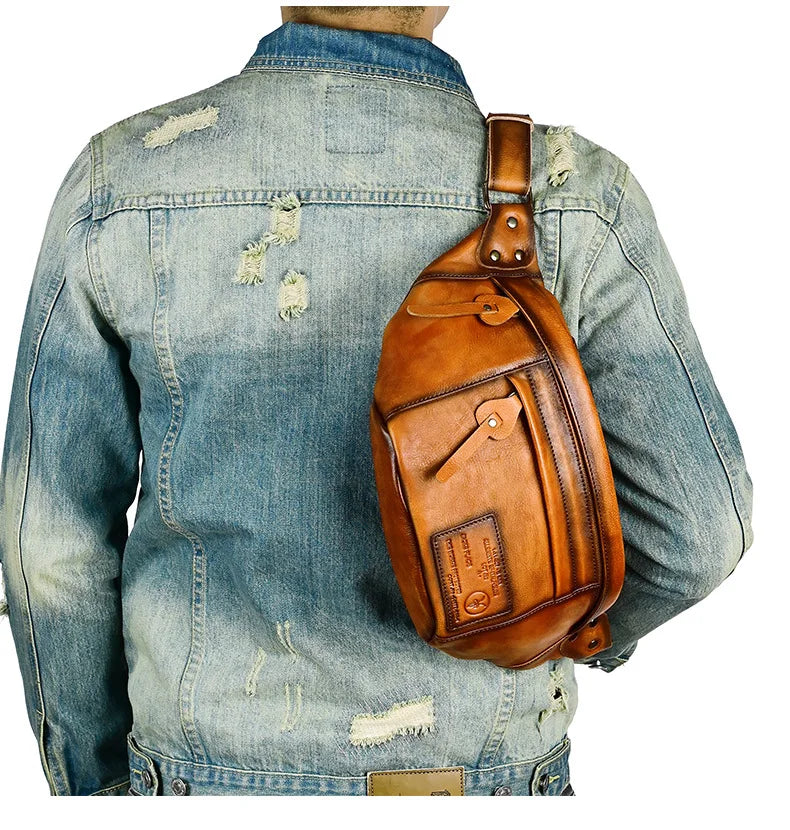 Grand sac banane cuir