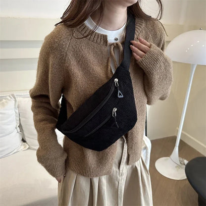 Sac banane femme velours côtelé