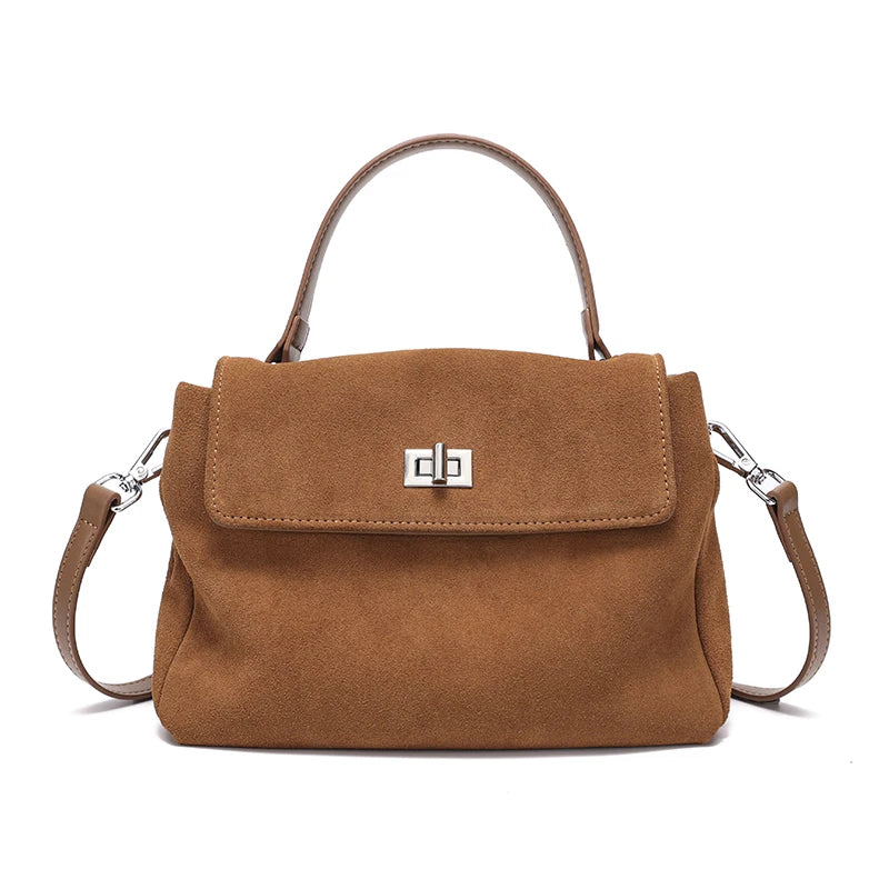 Nouveau sac bandoulière de luxe en cuir véritable et daim naturel pour femme, collection automne-hiver 2026 – Sac messager de créateur pour le quotidien