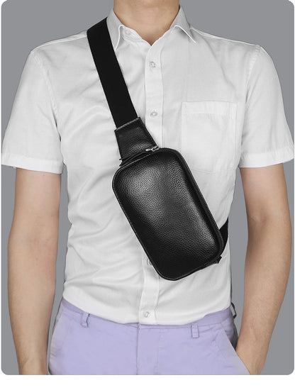 Sac banane en cuir noir