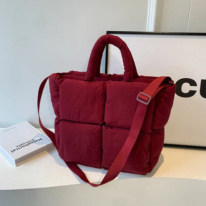 sac de luxe femme sac bandouillère femme MOODS-Sacs à bandoulière carrés pour femmes, sacs à main rembourrés en coton carillon, sac fourre-tout matelassé de grande capacité Lux, printemps, nouveau, 2024