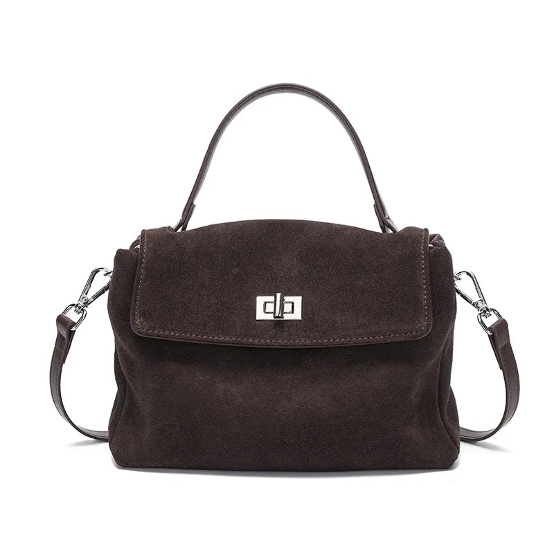 Nouveau sac bandoulière de luxe en cuir véritable et daim naturel pour femme, collection automne-hiver 2026 – Sac messager de créateur pour le quotidien