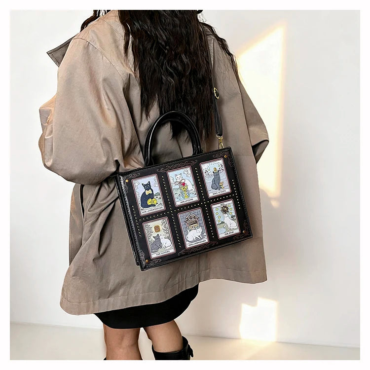 Sacs fourre-tout décontractés de marque pour femme, sacs bandoulière messager pour femme, grands sacs à main féminins, sacs de luxe de créateurs, grands sacs à main à motif chat, sacs à bandoulière