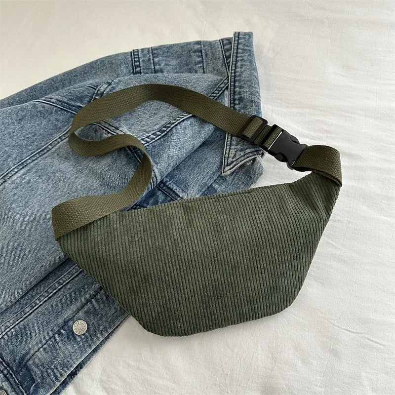 Sac banane femme velours côtelé