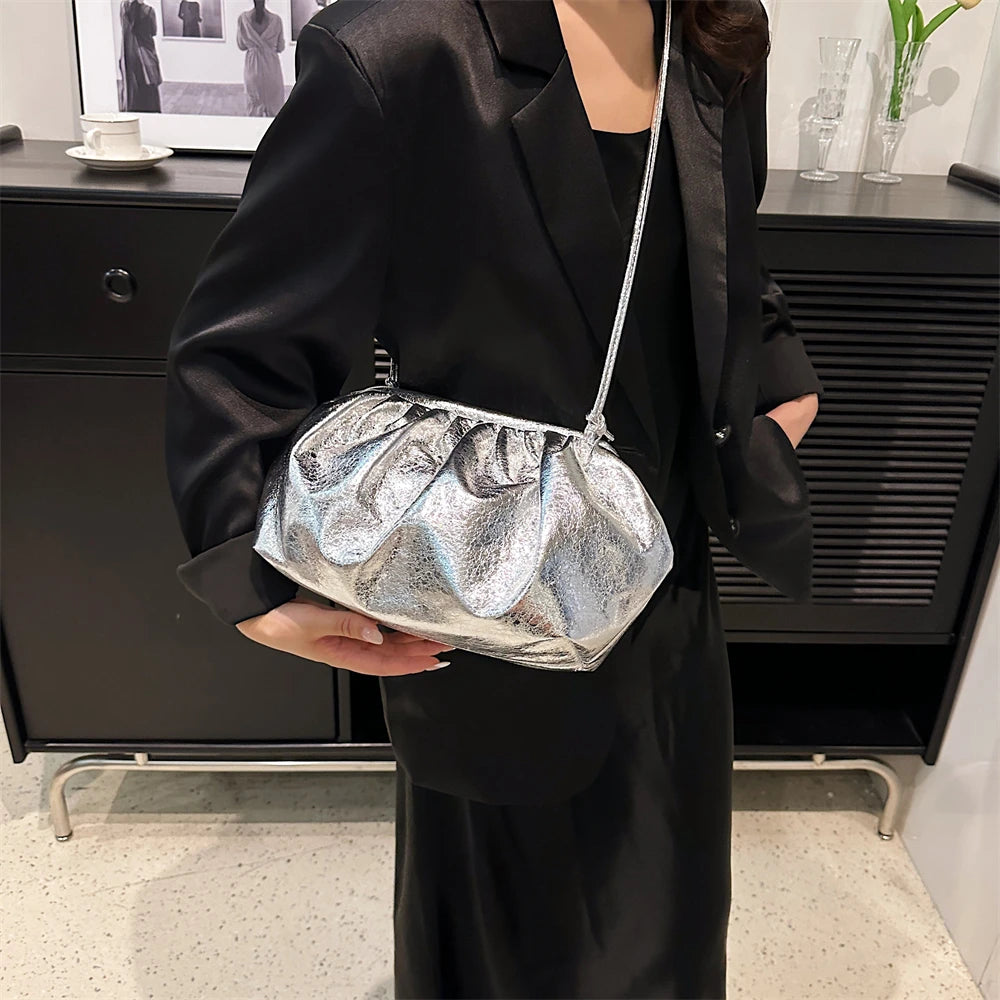 MOODS-Pochettes de soirée dorées pour femmes, sac à bandoulière, sac nuage, sacs à main de créateurs de luxe, fête de mariage, nouveau, 2024