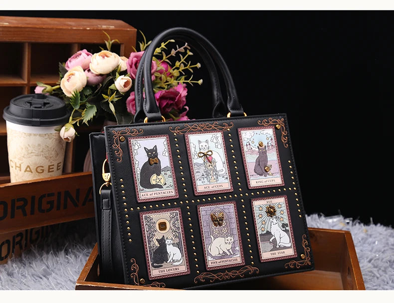 Sac de créateur vintage et de luxe avec broderie délicate impression de chat sac fourre-tout populaire et à la mode pour femmes de grande capacité
