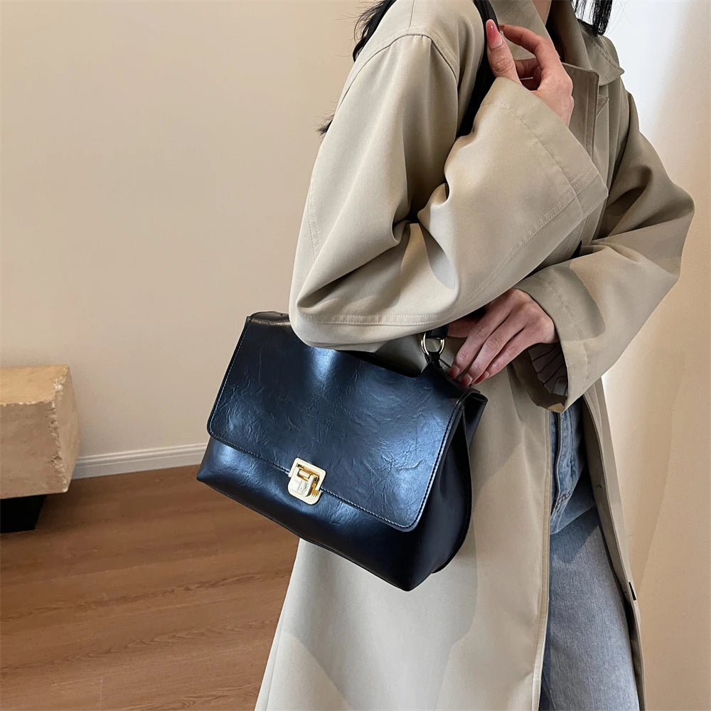 MOODS-Sacs à bandoulière rétro pour femmes, cuir PU souple, sac fourre-tout à rabat lancé, sacs de messager de luxe, dernier créateur de mode, 2024
