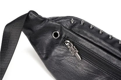 Sac banane noir en cuir
