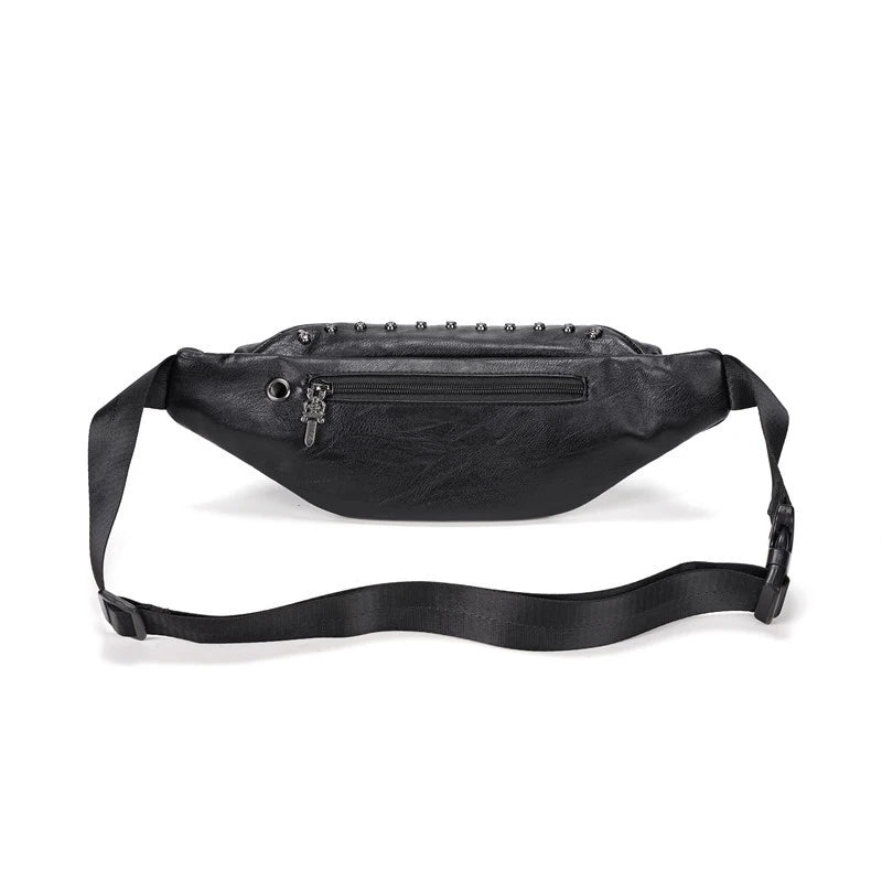Sac banane noir en cuir