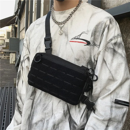 Sac de poitrine tactique unisexe, sac Streetwear Hip Hop, sac de taille fonctionnel, sac de poitrine à bandoulière réglable, sac à dos de gilet d'extérieur