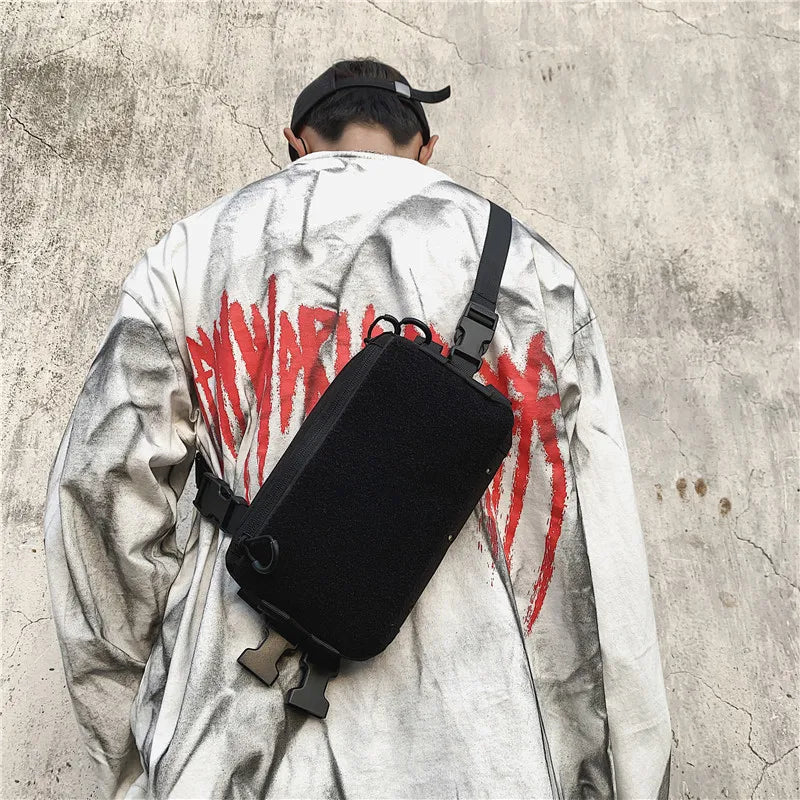 Sac de poitrine tactique unisexe, sac Streetwear Hip Hop, sac de taille fonctionnel, sac de poitrine à bandoulière réglable, sac à dos de gilet d'extérieur