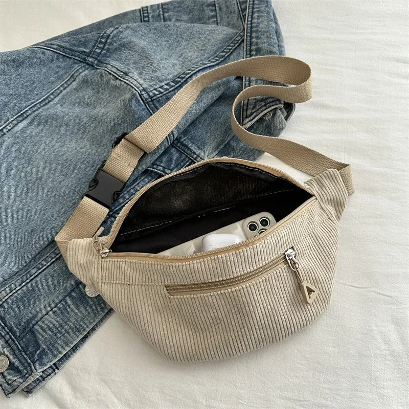 Sac banane femme velours côtelé
