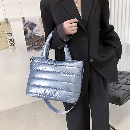 Sac fourre-tout bouffant pour femmes, sac à main bouffant matelassé léger en coton rembourré, sac à bandoulière rembourré en duv