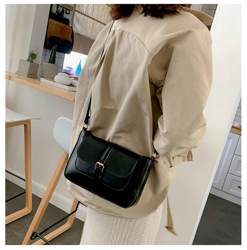 Sacs à bandoulière Vintage en cuir PU pour femmes, sacs à main tendance et bourse rétro, petit sac messager féminin