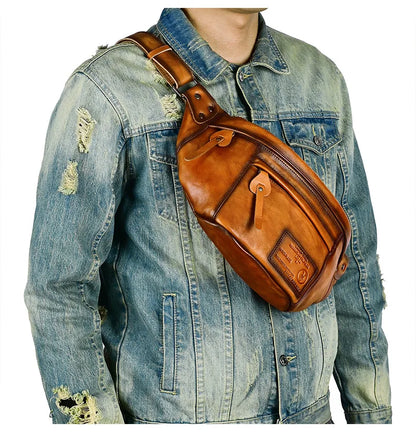 Grand sac banane cuir
