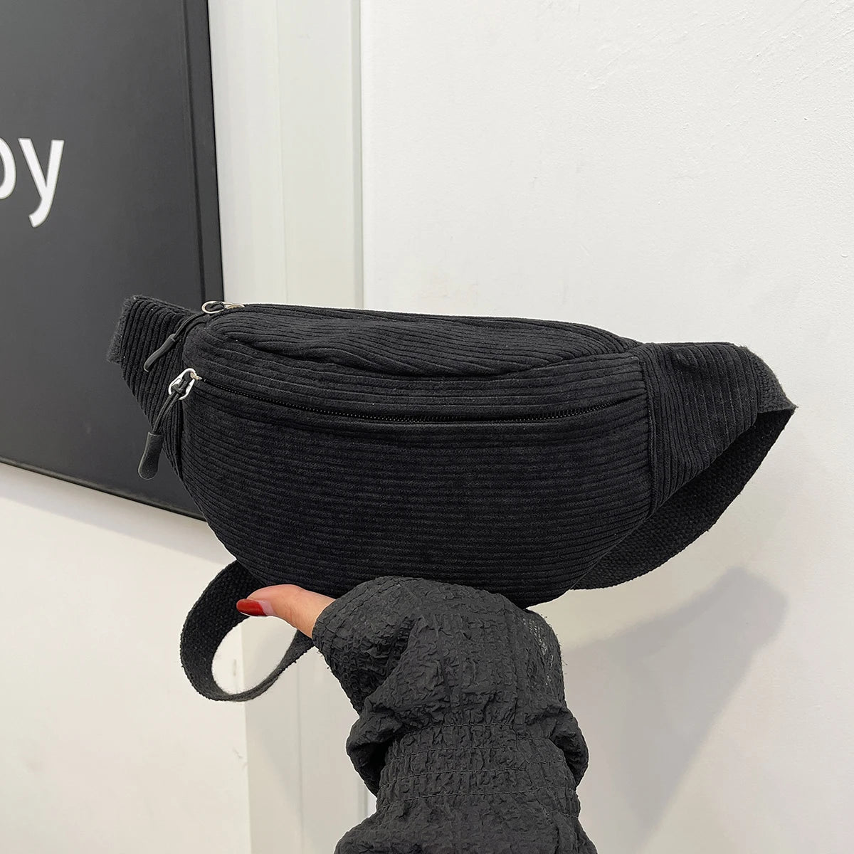 Sac banane velours noir