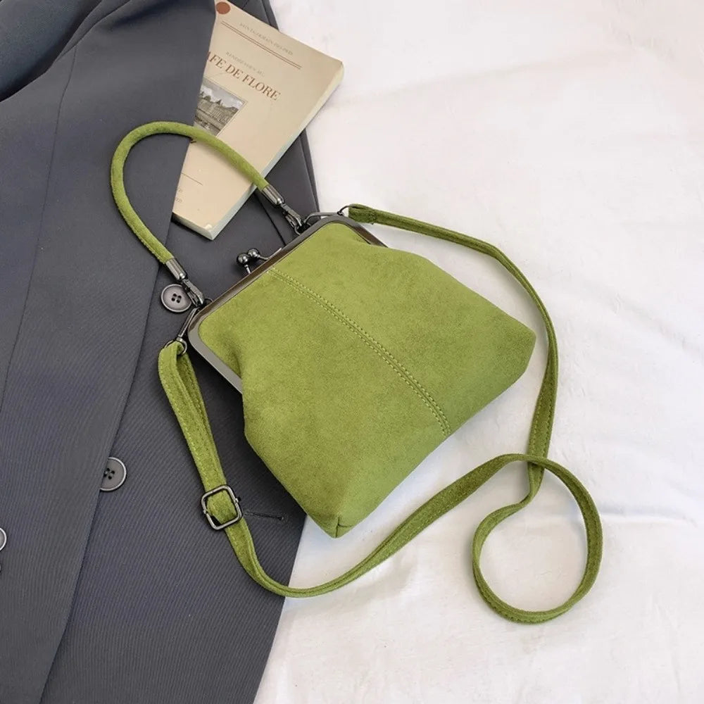 Sac à main rétro givré de grande capacité, serrure à baiser, poignée courte, sac à bandoulière en cuir avec fermeture à Clip, pochette à bandoulière en PU