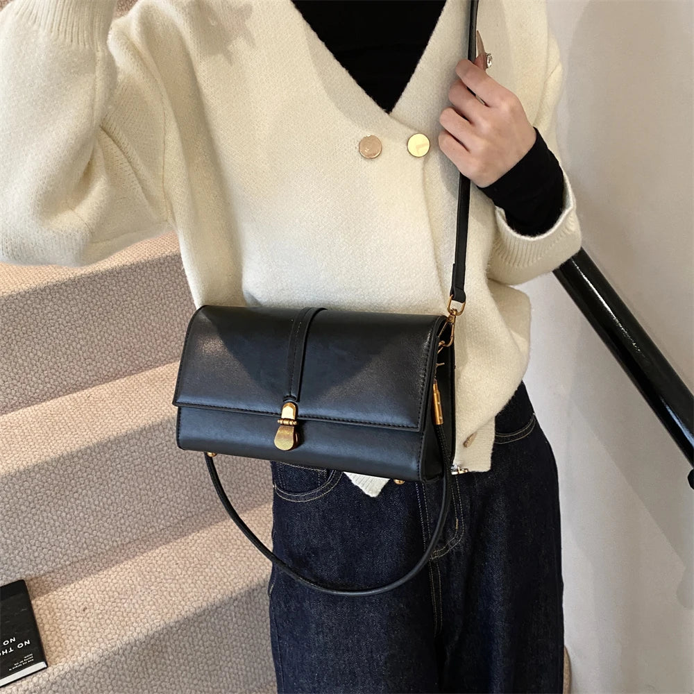 MOODS rétro rabat bandoulière sacs de messager pour femmes en cuir PU couleur Pure petit sac à bandoulière carré sac à main de créateur de luxe 2025
