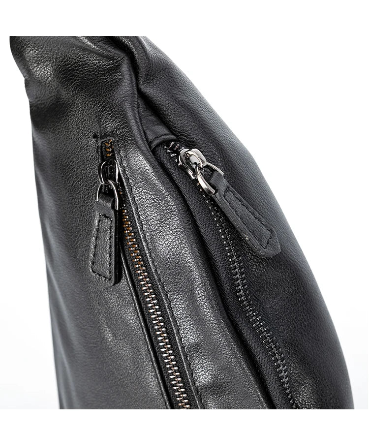 Sac banane cuir noir homme