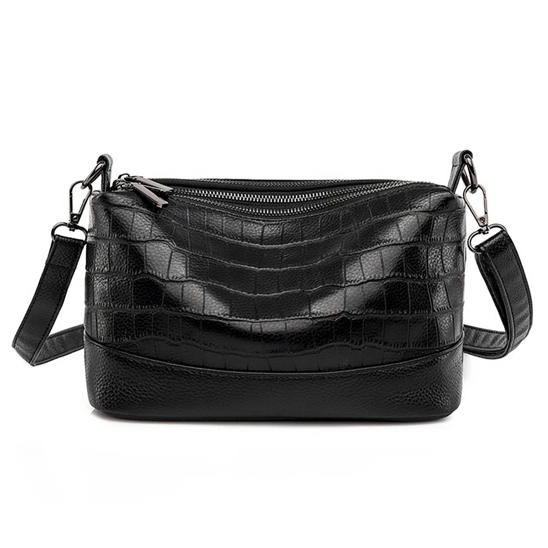 Sacs à main en cuir véritable pour femmes, sacs à bandoulière pour femmes, haute qualité, ouverture à trois couches, 100%